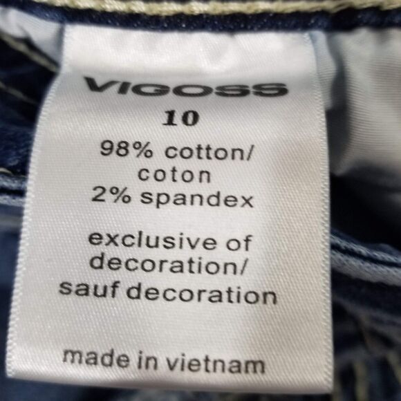 Vigoss Jeans Womens 10 Crop Straight High Rise Capri Medium Wash Stars - Picture 4 of 11